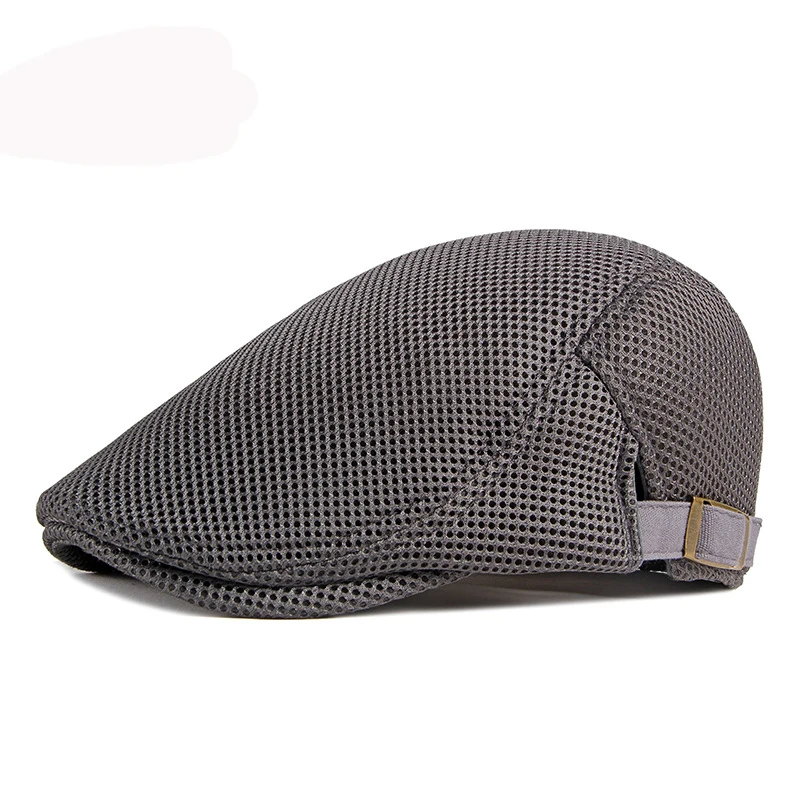 HT3015 Cap for Men Beret Breathable Spring Summer Mesh Cap Men Women Sun Hat Adjusted Flat Cap Beret Hat Cabbie Driver Beret Cap