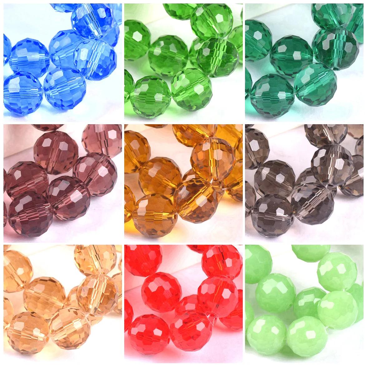 Round 96 Facets 6mm 8mm 10mm 12mm Faceted Crystal Glass Loose Spacer Beads Wholesale Bulk Lot For Jewelry Making Findings