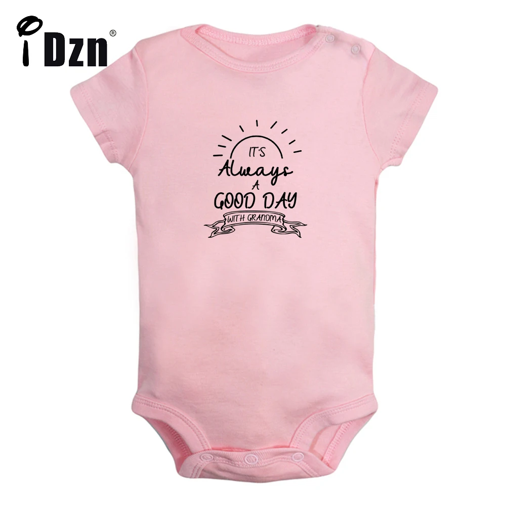 iDzn Baby Boys Girls Summer Bodysuit It's Always A Good Day With Grandma Printed Clothing Cute Rompers Short Sleeves Jumpsuit