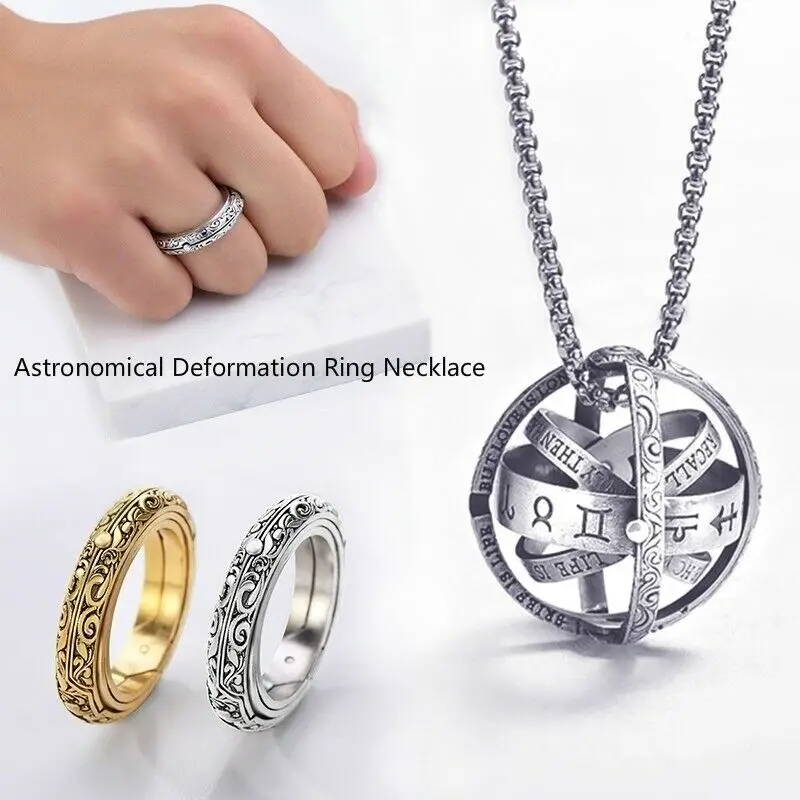 CiNily Astronomical Ball Gold & Silver Plated Spherical Deformation Universe Student Constellation Ring Jewelry NJ447