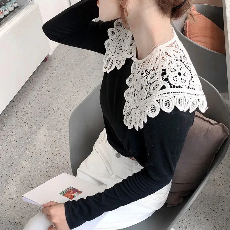 Stylish Promotion Sales Women Clothing Accessories Vintage Sweet Flower Lace False Collar Ladies Clothes Decoration Shirt Collar