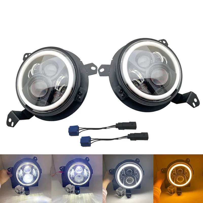 

Round LED 9inch Headlight for Jeep Wrangler JL 2018 2019 halo hi-low beam and JL Sport connector plug in play