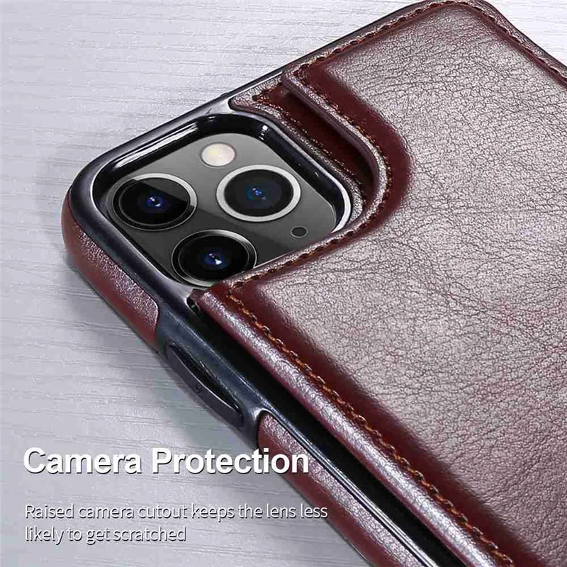 Leather Wallet Back Case for iPhone 11 12 13 14 15 16 17 Pro Max Mini Air XR XS 8 7 Plus SE 2020 Card Slots Holder Flip Cover