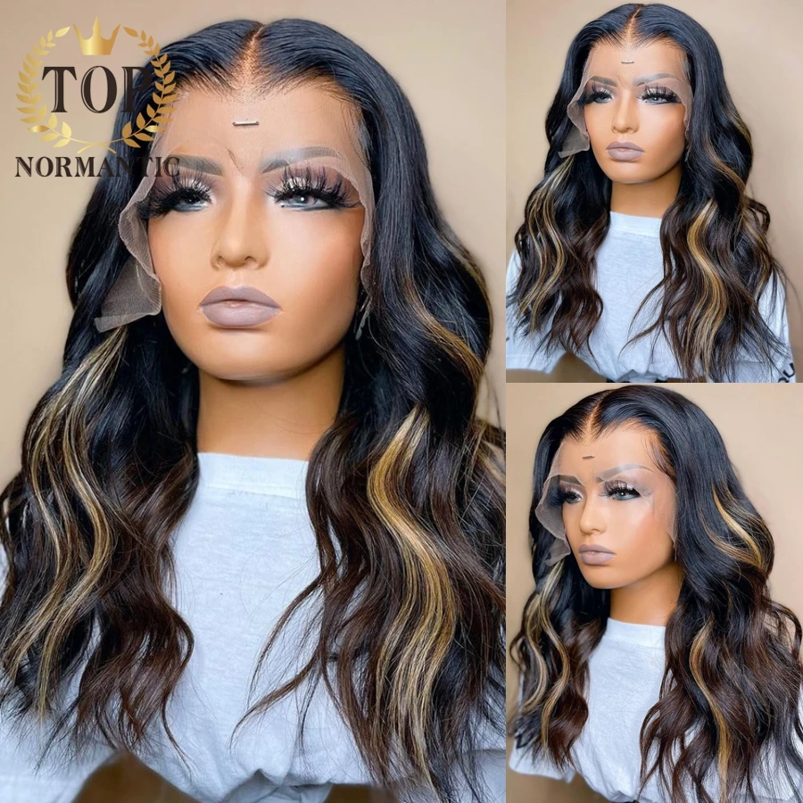 

Topnormantic Brazilian Remy Human Hair 13x6 Lace Front Wigs For Women Highlight Color Body Wave Wig With Pre Plucked Hairline