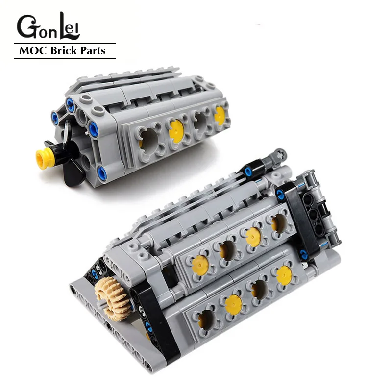 W12 Engine Technology Mechanical GroupEengine V16 Cylinder MOC Brick Assembly Model Building Blocks Compatible with V8 MOC Cars