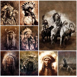 Vintage Indians Tribe Indigenous Nordic Poster Wall Art Canvas Painting Wall Pictures For Living Room Home Decor Unframed