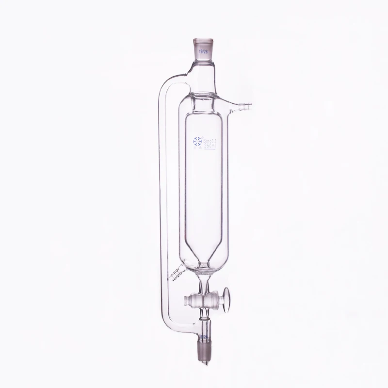 Double layer separatory funnel constant pressure shape,250ml,Joint 19/26,Addition funnel, low-temperature, glass stopcock