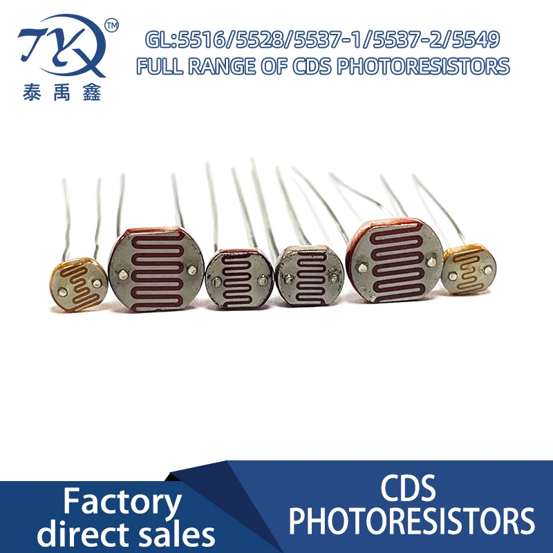 100Pcs Gl5516/5528/5537/5539 Photoresistor DIY Night Light Switch Device Automatic Conduction When the Light Is Dimmed