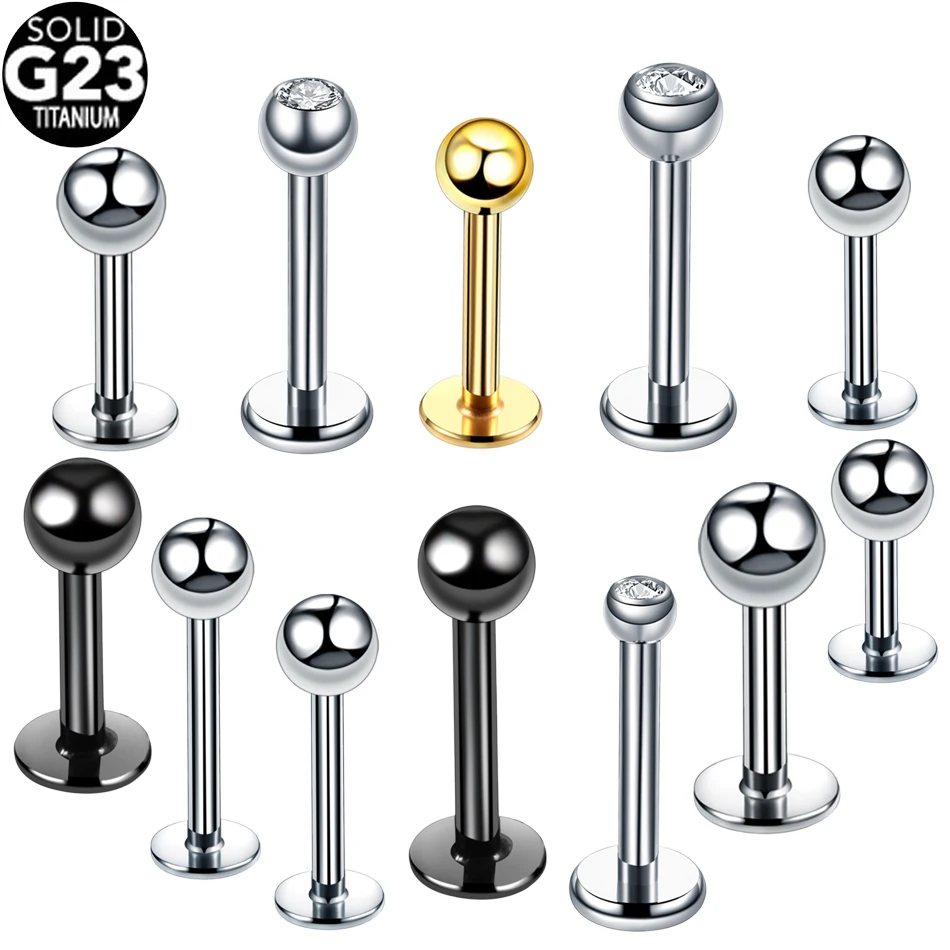 10Pcs/20Pcs/50Pcs G23 Titanium Labret Piercing Internal & External Design Lip Piercing Labret Stud Cartilage Helix Piercing