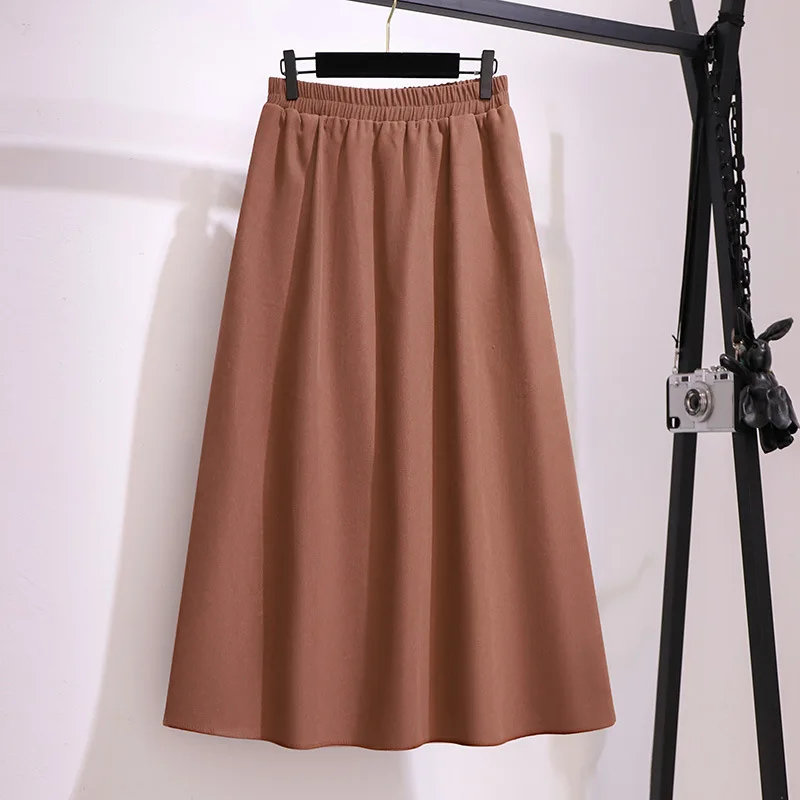 New 2021 Ladies Autumn Winter Plus Size Skirt For Women Large Loose A-line Black Brown Midi Skirts 3XL 4XL 5XL 6XL 7XL