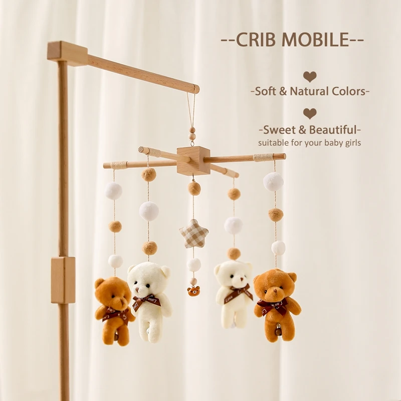 Baby Rasseln Krippe Mobiles Spielzeug Kaninchen Bär Anhänger Tier Fuchs Bett Glocke Rotierenden Musik Rasseln Für Cots Projektion Infant Geschenk spielzeug