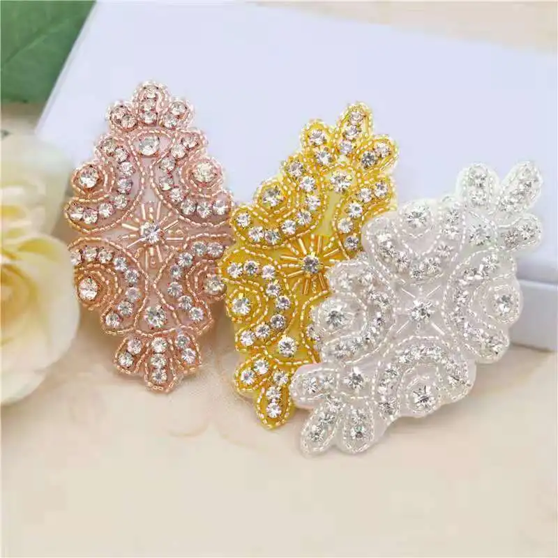 

YANSTAR 50PCS Handmade Rhinestone Applique Shiny Crystal Accessories Rose Gold Appliques Belt Wedding Dress Decoration YS923