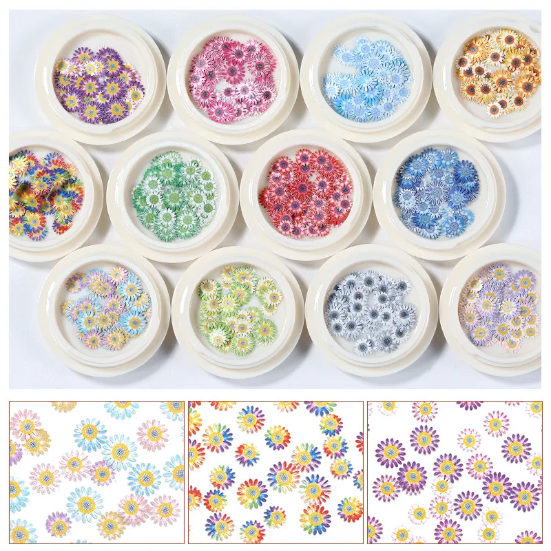 50Pcs/Box Nail art Mini Daisy Dried Flowers Wood Pulp Clips Fresh Pastoral DIY Epoxy Resin Nail Art Decoration