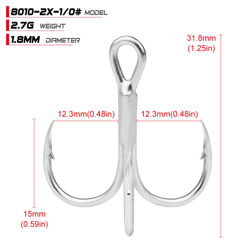 PROBEROS 10 Teile/los Salzwasser Angelhaken Drillinge 1 # -2 # -4 # -6 # -8 # -10 # -12 # -14 # -1/0 # -2/0 # -3/0 # Angelhaken aus Kohlenstoffstahl – Detail 8