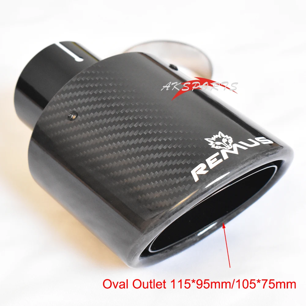 105*75mm Tailpipe Outlet Car styling Oval Carbon Fiber Glossy Black Exhaust Pipe Universal Muffler Tip For Reiz  Toyoto