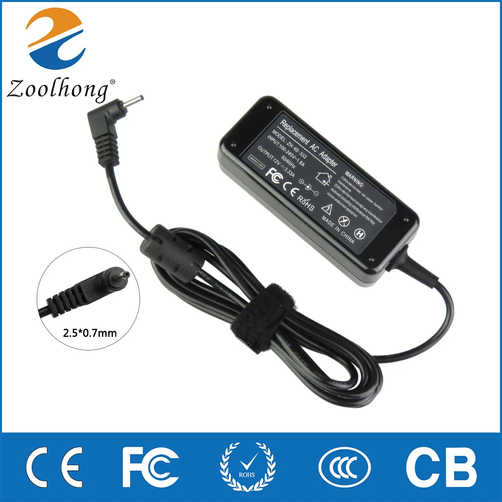 

Laptop AC/DC Adapter Charger 12V 3.33A 40W DC 2.5*0.7mm For Samsung ATIV Smart PC 500T 1C-A01CN XE500TIC XE500T Power Supply