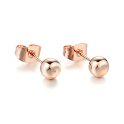 Double Fair Simple Little Metal Ball Stud Earrings For Women Men Daily Classic Rose Gold Color Ear Jewelry Wholesale DFE445M