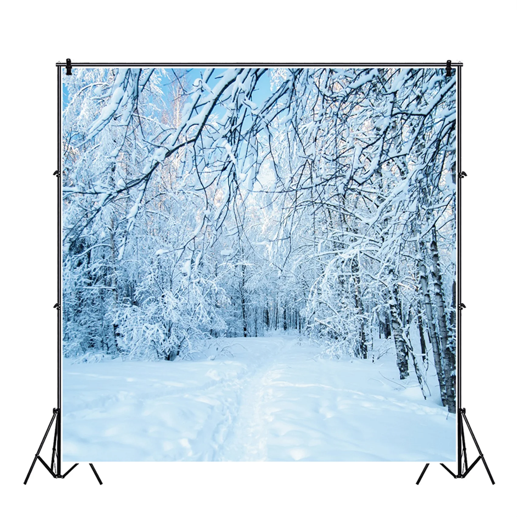 Laeacco-fondo fotográfico de bosque nevado para estudio fotográfico, telón de fondo blanco de bosque nevado para decoración de habitación de cumpleaños