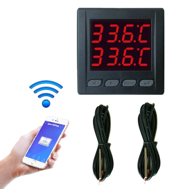 WIFI phone APP dual-channel digital display thermostat heating and cooling temperature difference controller alarm switch