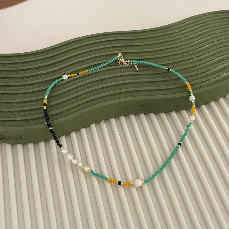 women exquisite small freshwater pearls necklace handmade adjustable beaded choker fashion bohemian jewelry gifts wholesale