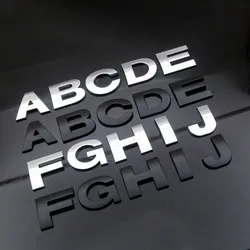 WL-Lettres de l'alphabet 3D DIY, emblème chromé et noir, autocollant de voiture, badge numérique, logo, accessoires de moto, nouveau, 45mm, 25-28mm