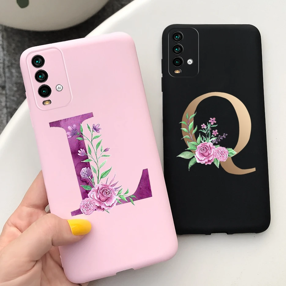 Redmi 9T Case Soft Silicone Cute 26 Letters Cover For Xiaomi Redmi 9T 9 T Phone Cases Redmi9T Back Cover Shockproof Coque 6.53''