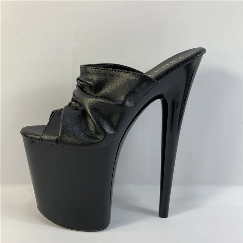 23 cm stiletto heels for ladies, chunky crinkled upper slippers, 8 inch sexy nightclub pole dancing show slippers