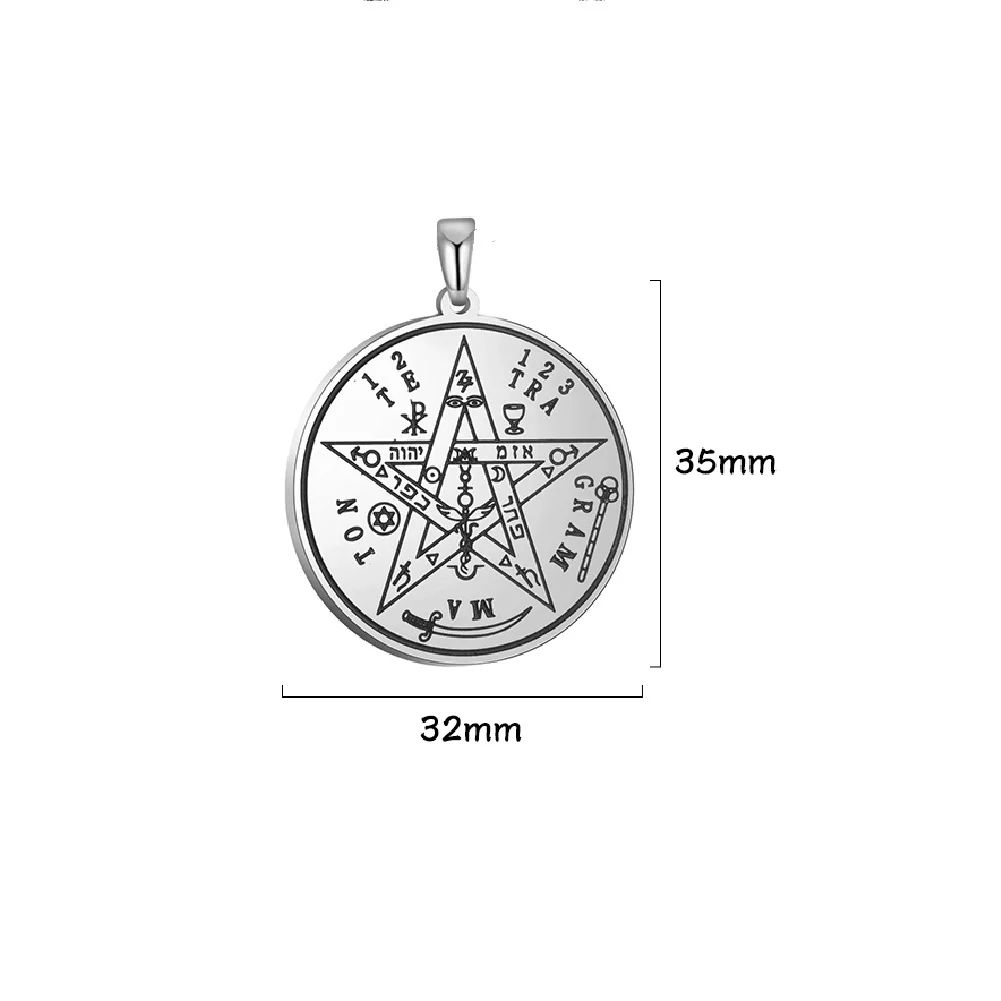 my shape 1 piece Wiccan Pentacle Pentagram Amulet Talisman Pendant for Men Necklace Stainless Steel Vintage Religous Charms