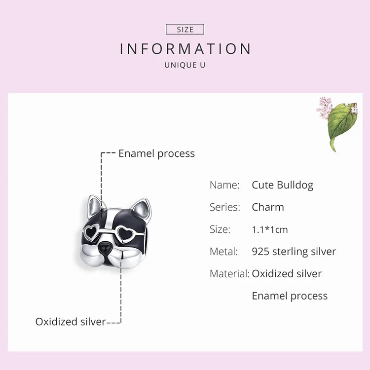 925 Sterling Silver silver Cute Bulldog Elegant Original Charm for Brand DIY Bracelet Jewelry Make for women Girl  Dropshipping