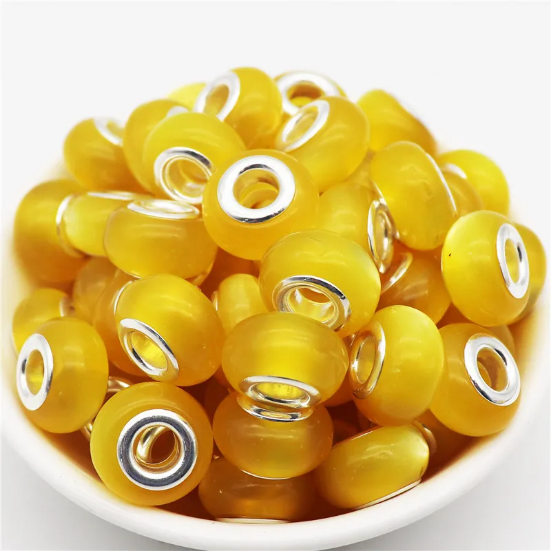 10pcs New Big Hole Round LPlastic Murano Spacer wisiorki z koralikami Fit Necklaces for DIY Jewelry Accessories Making