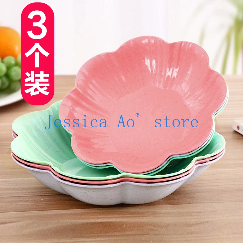 

3pcs 22-28cm Plastic Fruit Plate Large Fruit Tray Flower Shape Snack Plate Living Room Dry Food Plate Creative Candy Plate