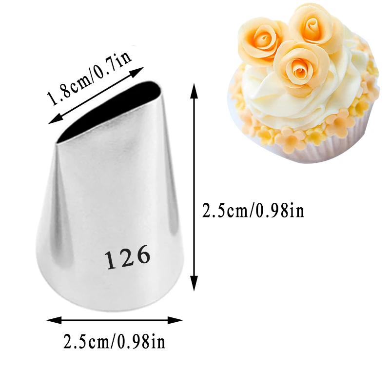 3pcs Kitchen Acessories Pastry Nozzles Rose Icing Piping Tips #126#127#128 Stainless Steel Nozzles Sets Cake Decorating Tools