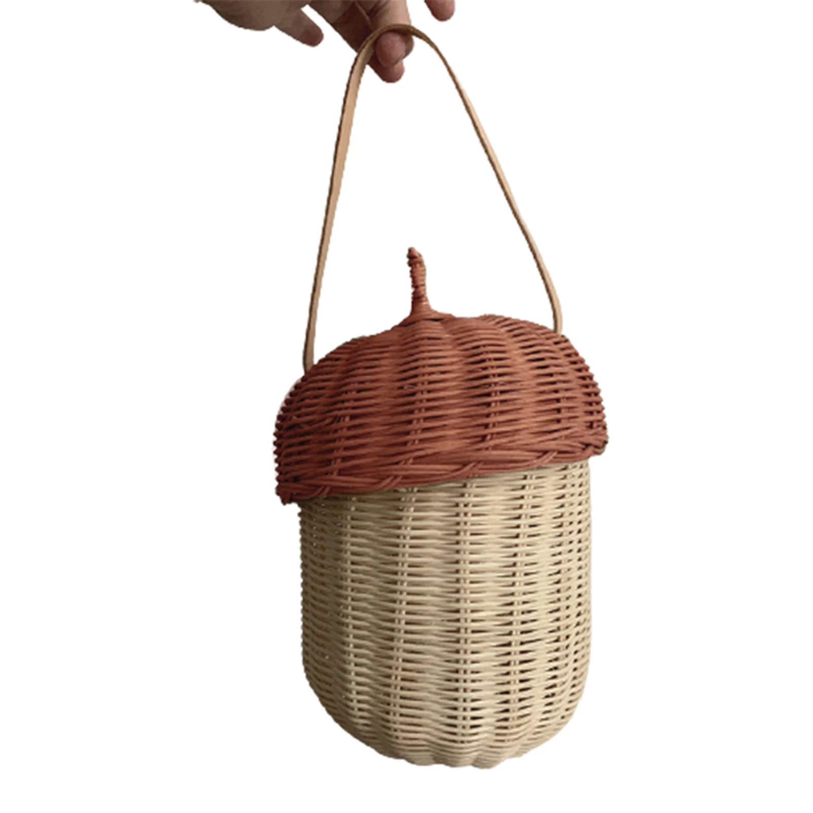 Cestino da Picnic in Rattan Pinecone borsa portaoggetti tessuta a mano borsa da Basket in Rattan portatile carino cestino di vimini per puntelli fotografici per bambini