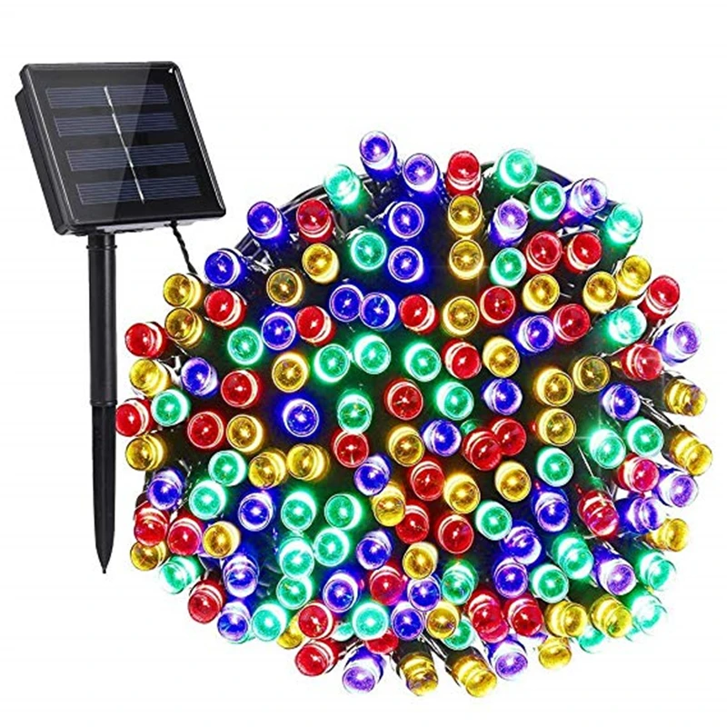 Ghirlanda Luci Solari Da Esterno 12m 100 LED Multicolore | Pannello Con 8 Modalità E Sensore Crempuscolare | Impermeabile IP65 Per Giardino E Feste - 2