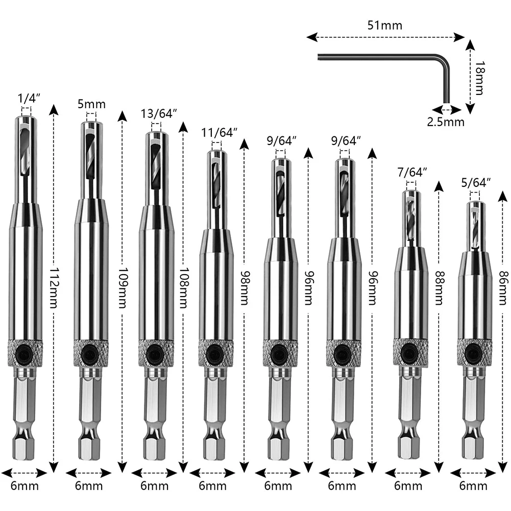 4/7/8 Pcs HSS Core Drill Bit Set Hole Puncher Hinge Tapper for Doors Self Centering Woodworking Power Tools