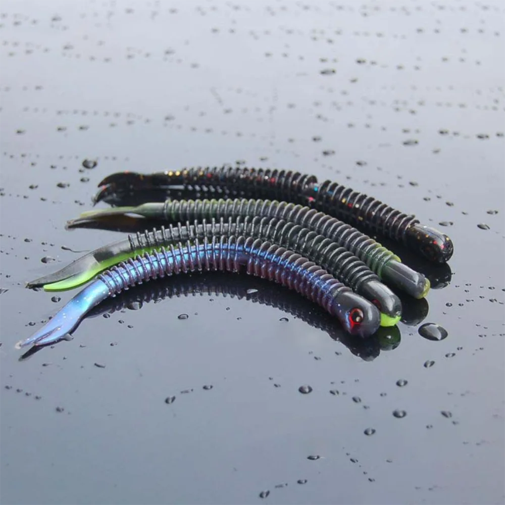 48PCS/Lot 125mm 5g Soft Fish Sandworm Fake Snake Silicone Artificial Baits Maggot Grub Fishing Luya Lure Lures Worms Accessories