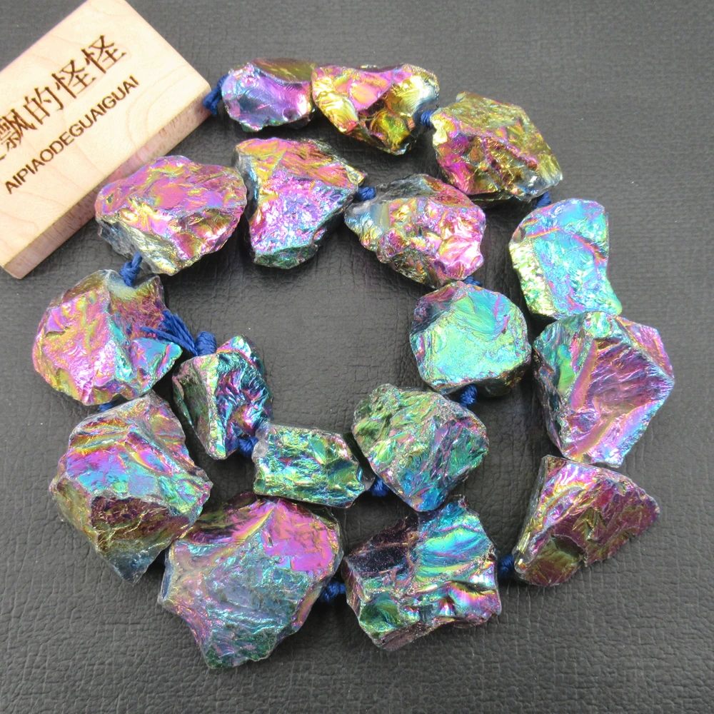 APDGG Natural 16x18-26x28mm Colorful Titanium Quartz Rough Loose Nugget Beads 16\