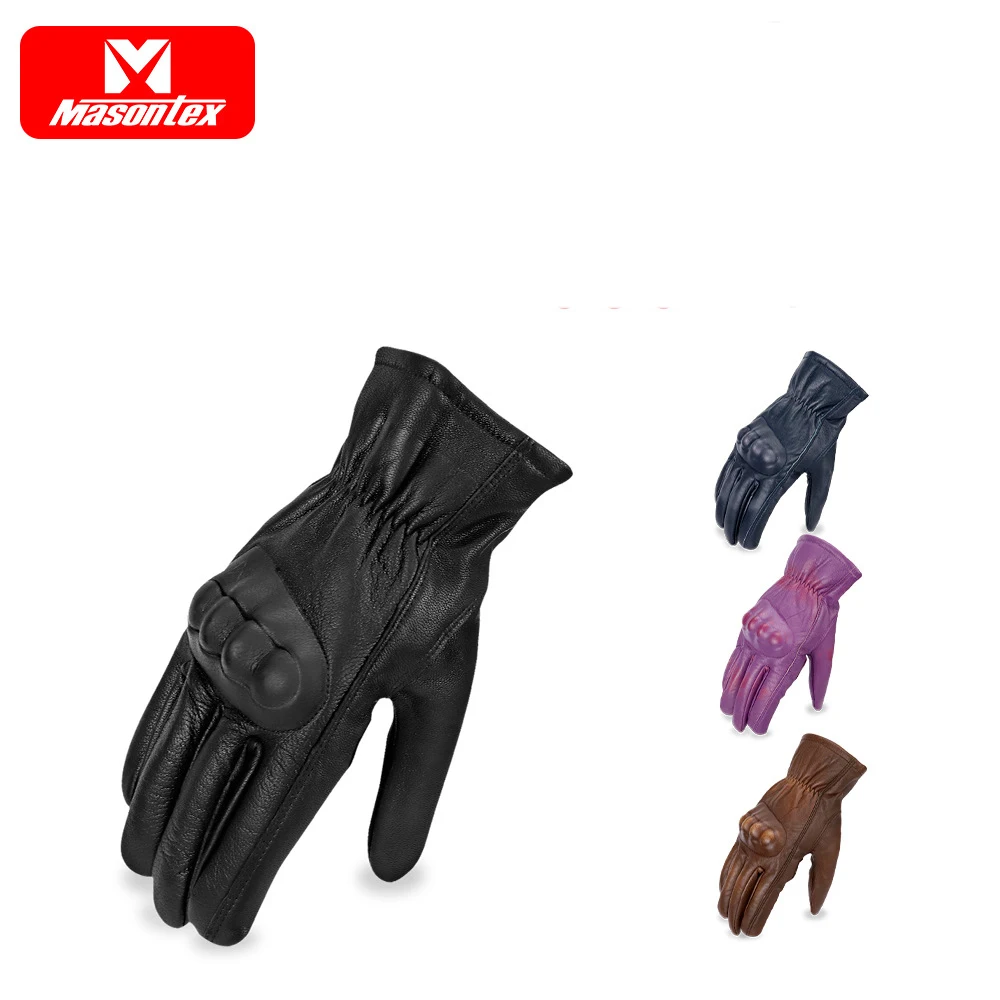 

Masontex vintage Genuine Leather Full Finger Motorcycle Gloves Winter Warm Touch Screen Waterproof Windproof Protective clothing