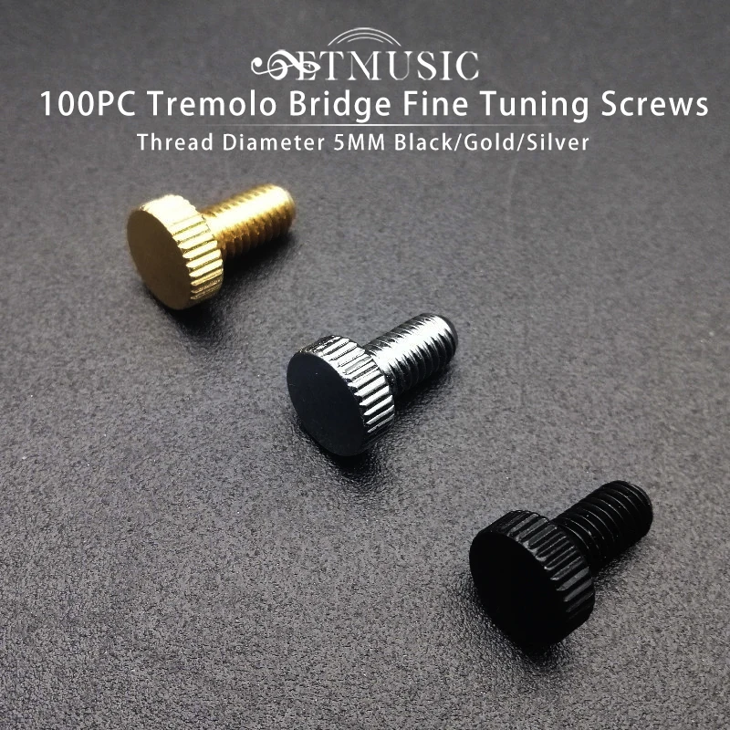 100pcs Electric Double System Tremolo Bridge Fine Tuning Screws Thread For Electric Guitar diameter 5MM Black Gold Silver