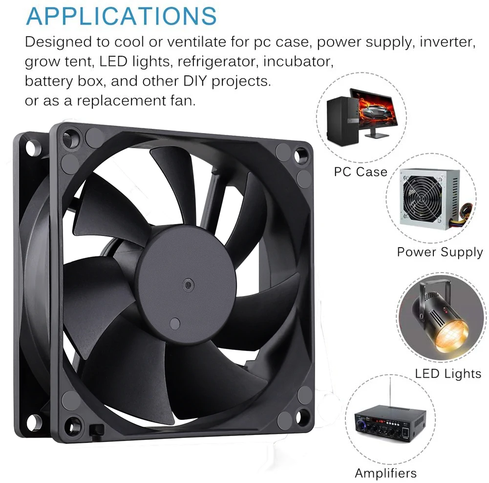 2PCS Gdstime Ball 80MM 8CM 8025 Computer Case Fan 80x80x25mm Cooling Fan 5V 12V 24V 48V PC Laotop Cooling Cooler 2PIN 3PIN 4PIN