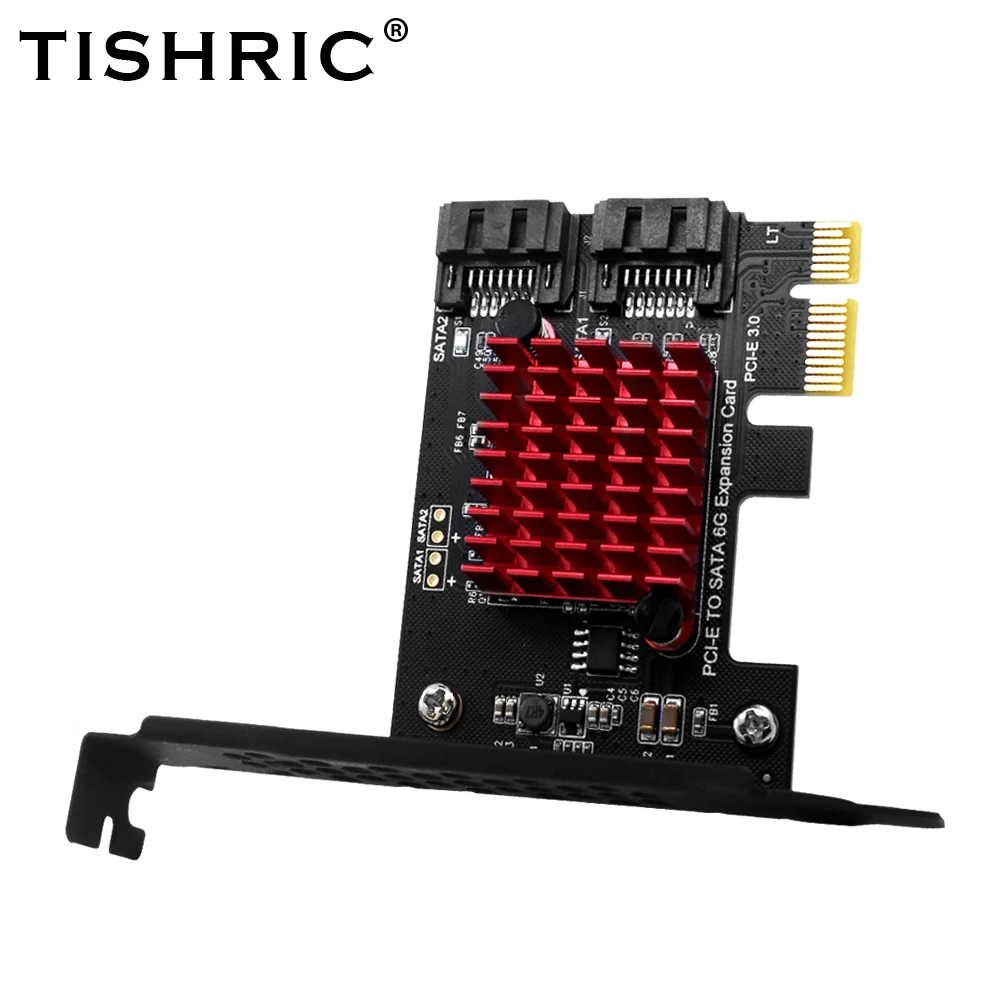 

TISHRIC PCIE To 2 Port Sata 3.0 Expansion Card Pcie 3.0 Card Slot Compatible Express X1 X16 Adapter For Hard Disk Optical Drive