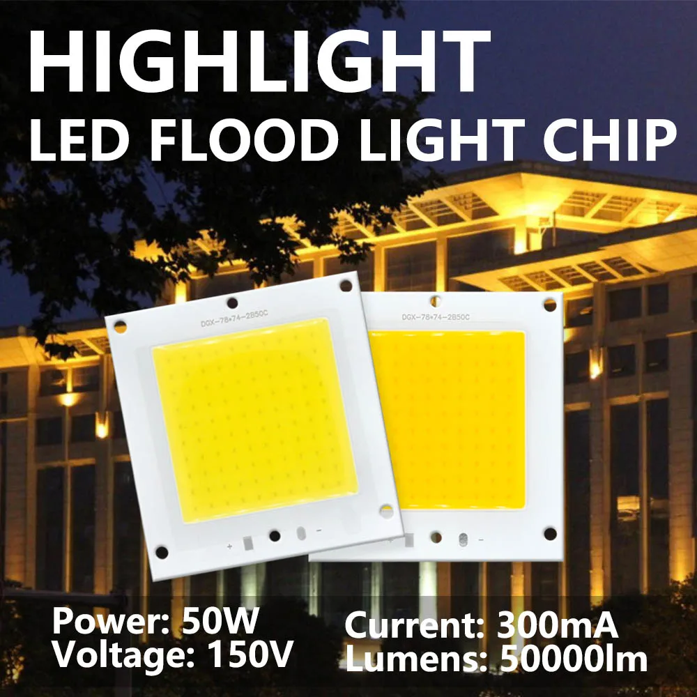 50W High Brightness LEDs COB Lamp Bead DC 150V 300mA DIY Flood Light 50000LM Cold And Warm White LED Spotlight Outdoor Chip Lamp