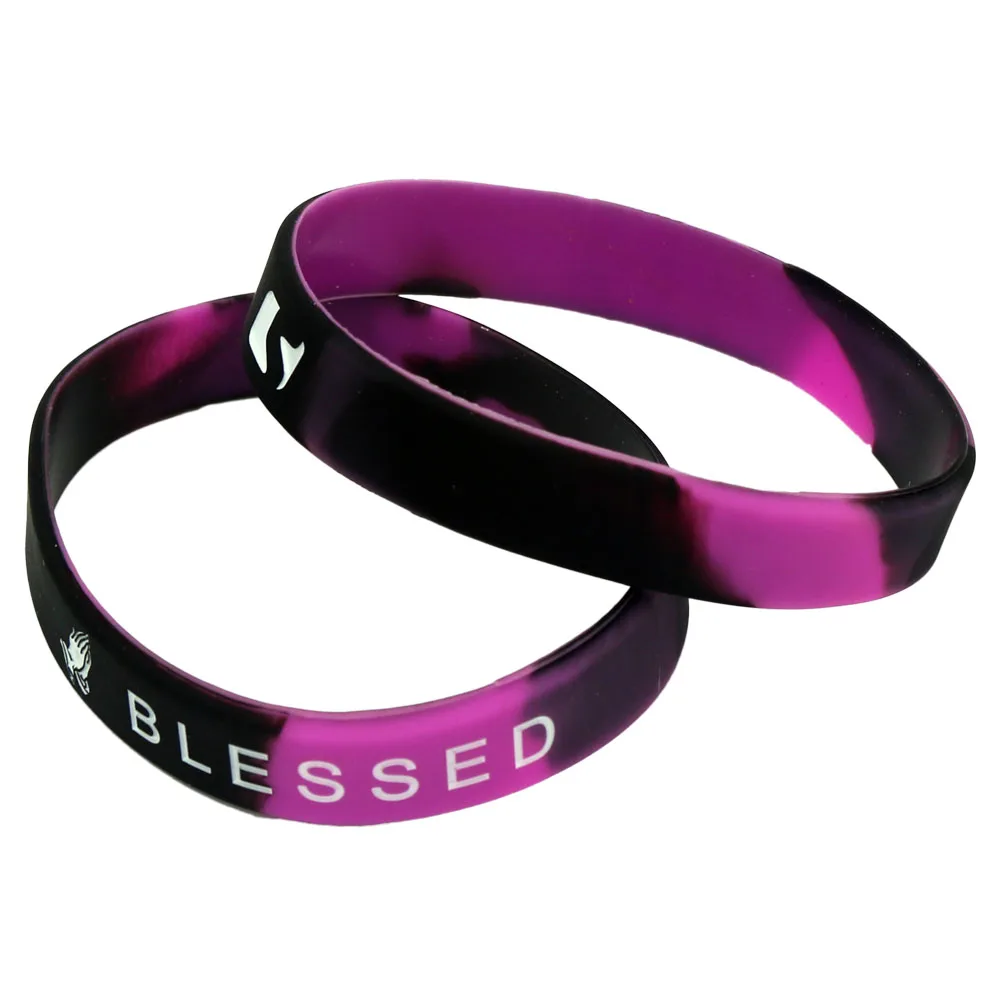 1PC New Music Blessed Silicone Wristband Printed Sports Mix Color Bracelets&Bangles Women Man Faith Believe Gifts SH155