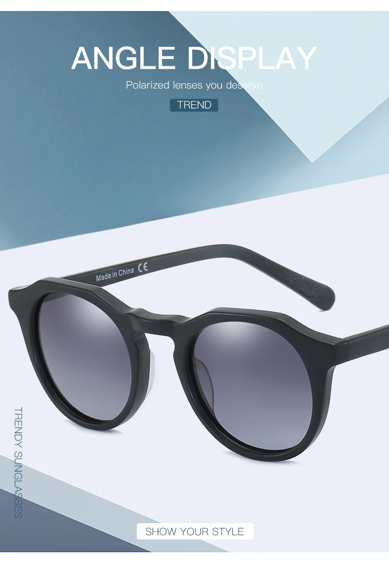 ZENOTTIC Mode Acetat Runde Polarisierte Sonnenbrille Vintage Schatten UV400 Neue Männer/Frauen Retro Damen Sonnenbrille 600001 S – Detail 6