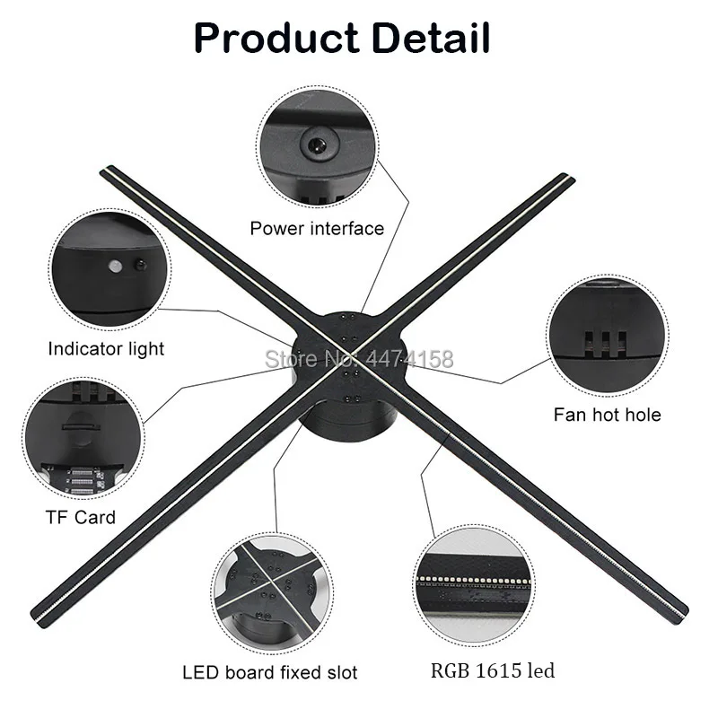 Оптовая продажа, недорогой 3d вентилятор для проектора 65 см с голографическим светодиодным дисплеем