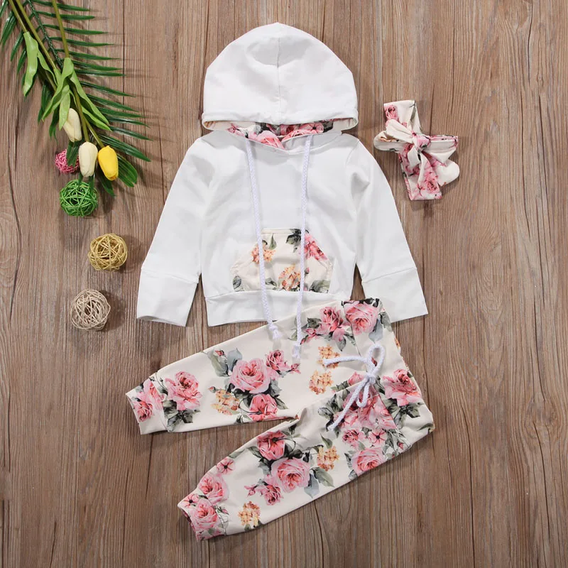 US Stock 0-24M New Fashion Lovely Spring Newborn Baby Girls Sport Outfits Clothes Sweat Shirt Hoodies+Pants Set AU