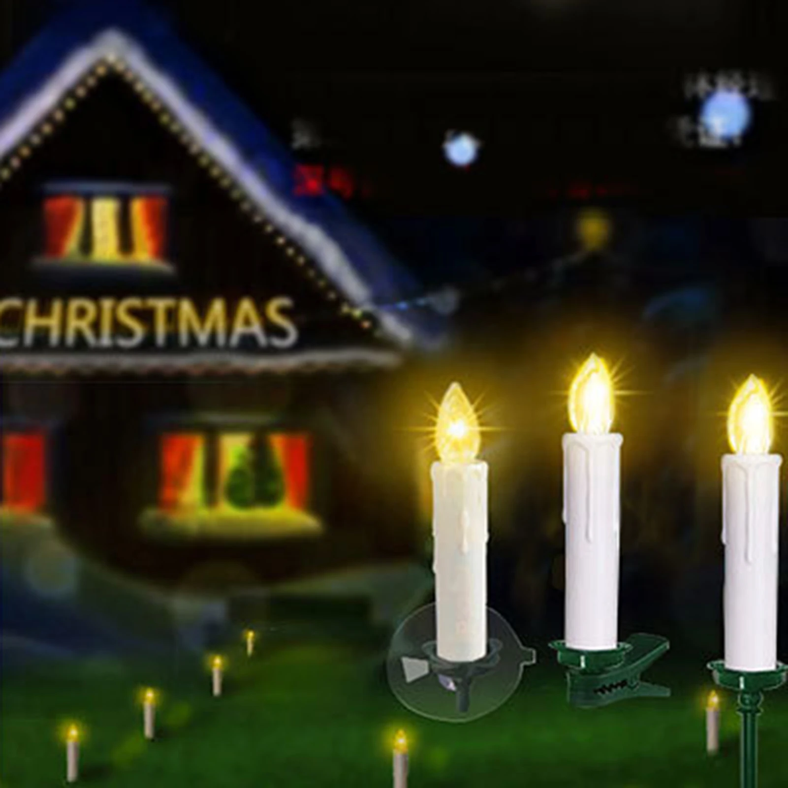 10/20 Set LED luce bianca calda candela di natale senza fumo decorazione torcia in plastica con telecomando