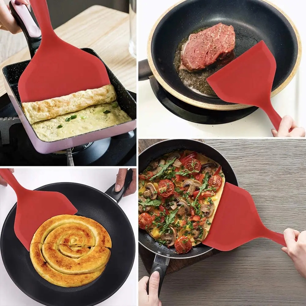 Walfos Non-Stick Japanese Omelette Frying Pan Silicone Spatula Wide Pizza Shovel Meat Egg Scraper Turner Food Cooking Utensil