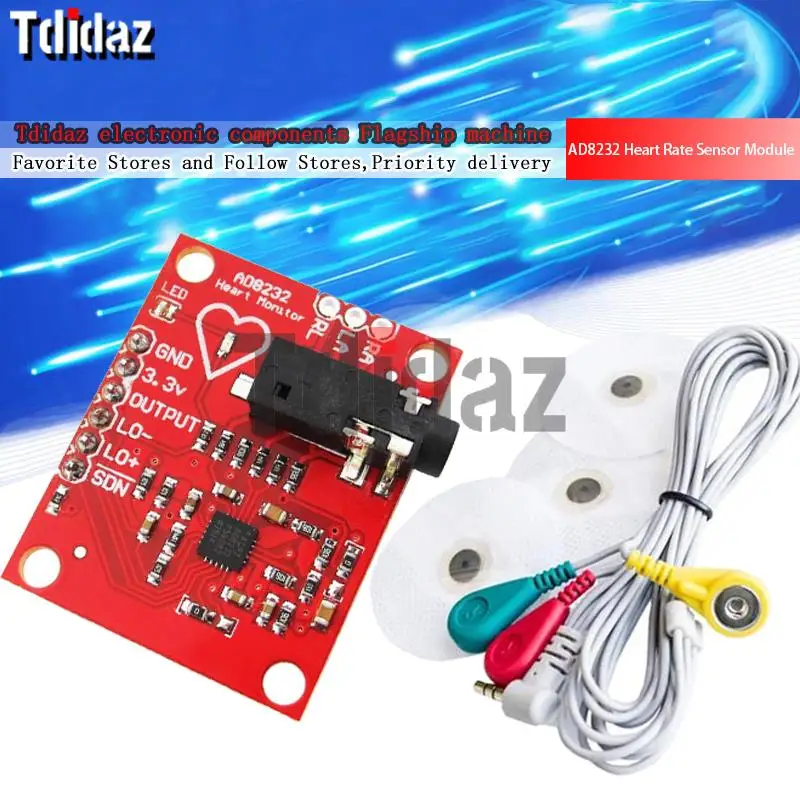 Ecg module AD8232 ecg measurement pulse heart ecg monitoring sensor module kit for Arduino