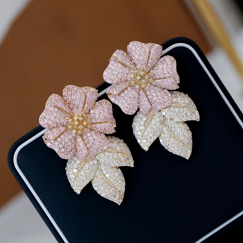 

EYER Trendy Famous Leaf Earrings for Women Prom Party show Wine Important occasion Noble Jewelry High Quality AAA Zirconia